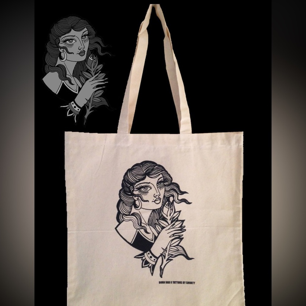 Rose Babe Tote Bag Canvas Purse Tattoo Flash Limited Edition Artist Collab - Picture 4 of 4